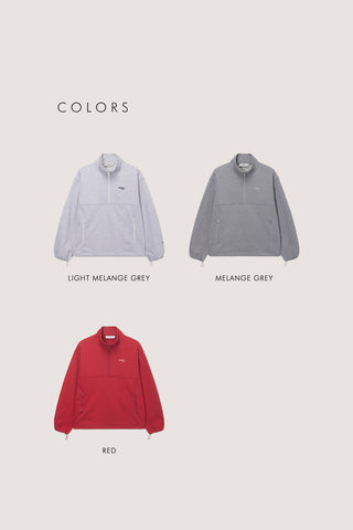 UNISEX RELAXED HALF ZIP-UP SWEATSHIRT MELANGE GREY