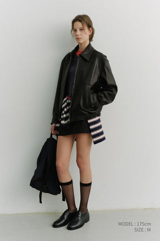 UNISEX DRIZZLER LEATHER JACKET BLACK