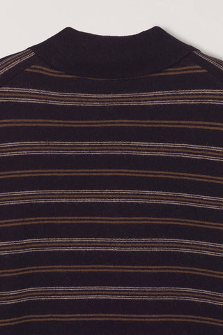 UNISEX COLLARED STRIPED SWEATER BROWN