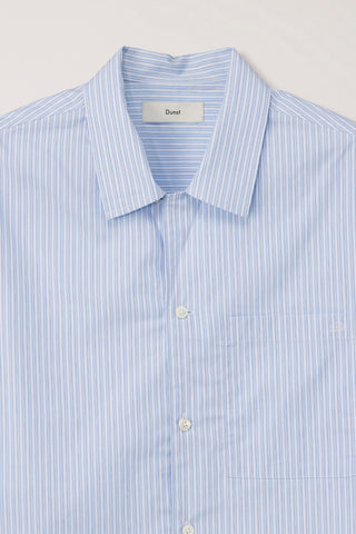 CROPPED OPEN COLLARED STRIPED SHIRT SOFT BLUE STRIPE
