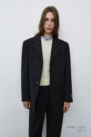 UNISEX REFINED MASCULINE WOOL BLAZER BLACK