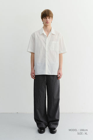 UNISEX OPEN COLLARED STRIPED SHIRT WHITE