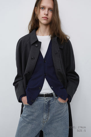 UNISEX V-NECK CARDIGAN BLUE NAVY
