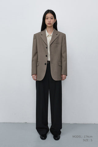 UNISEX CLASSIC 3 BUTTON WOOL BLAZER KHAKI BEIGE