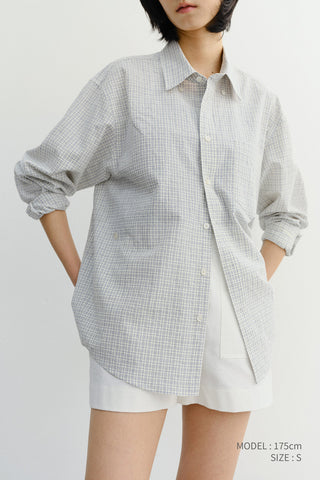 UNISEX SEERSUCKER BD SHIRT IVORY CHECK