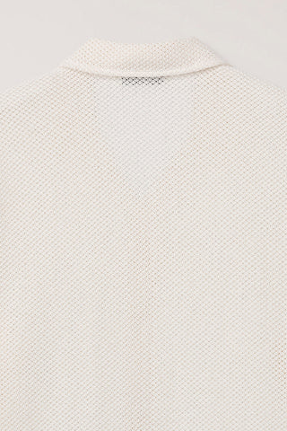 OPEN COLLARED CROCHET SHIRT CREAM