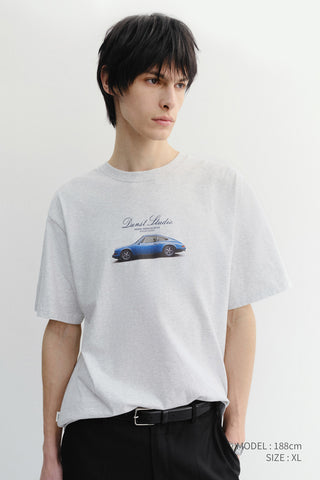 UNISEX SUMMER HOLIDAY CAR T-SHIRT LIGHT MELANGE GREY