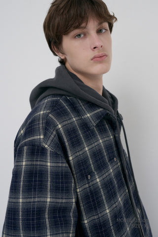 UNISEX QUILTED FLANNEL SHIRT NAVY CHECK