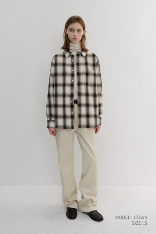 UNISEX WINTER FLANNEL CHECKED SHIRT BEIGE