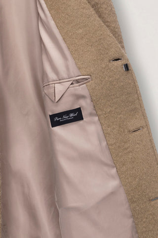 UNISEX 2-WAY 3 BUTTON BOUCLE WOOL COAT CAMEL