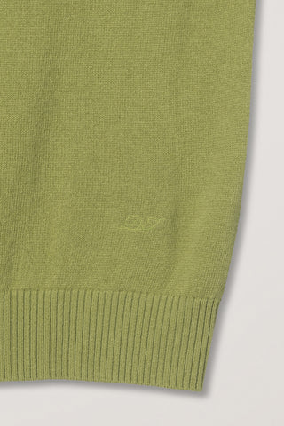 ESSENTIAL CREWNECK KNIT CARDIGAN OLIVE GREEN