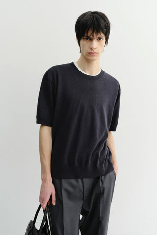 UNISEX LINEN CREWNECK KNIT NAVY