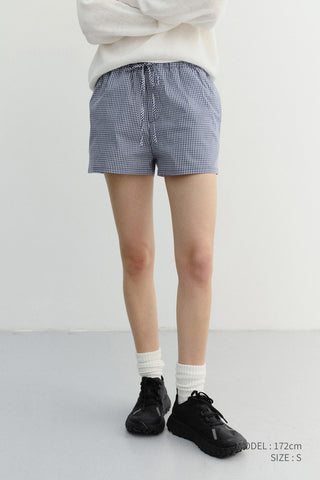 PAJAMA MINI SHORTS NAVY CHECK