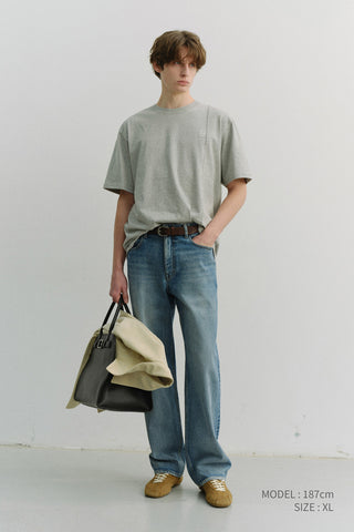 UNISEX LOGO CREASE T-SHIRT MELANGE GREY