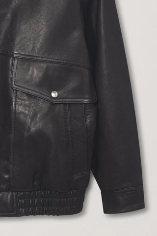 UNISEX OVERSIZED VINTAGE LEATHER BLOUSON BLACK