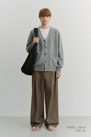 UNISEX BOYFRIEND KNIT CARDIGAN MELANGE GREY