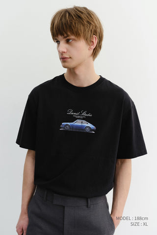 UNISEX SUMMER HOLIDAY CAR T-SHIRT BLACK