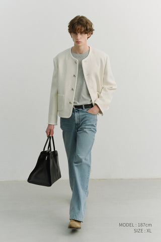 UNISEX CLASSIC BOUCLE TWEED JACKET CREAM