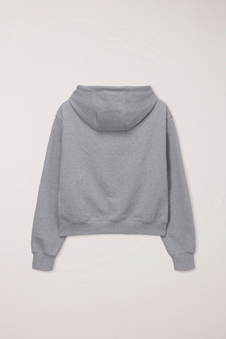 UNISEX CROPPED ZIP-UP HOODIE MELANGE GREY