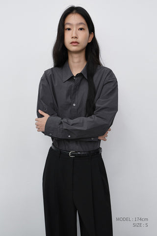 UNISEX REFINED COTTON SHIRT WASHED BLACK