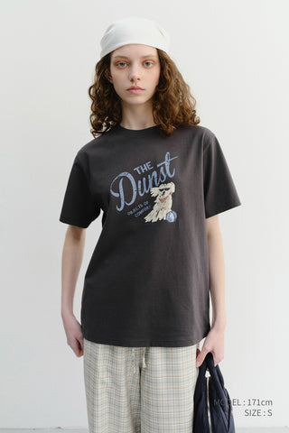 UNISEX DRAWING PUPPY T-SHIRT CHARCOAL GREY