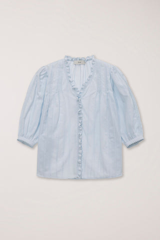 JANE FRILL BLOUSE SOFT BLUE