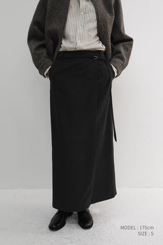 MAXI WRAP SKIRT BLACK