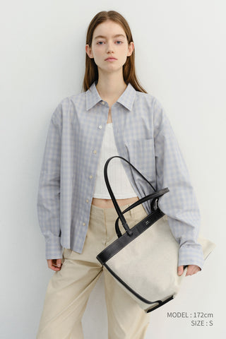 UNISEX CROPPED CHECKED SHIRT SOFT BLUE CHECK