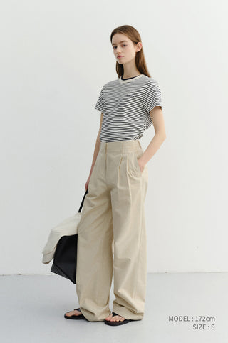ESSENTIAL STRIPE LOGO T-SHIRT CREAM NAVY STRIPE
