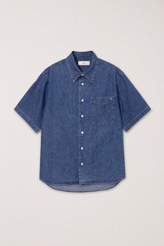 UNISEX LINEN DENIM SHIRT CLASSIC BLUE