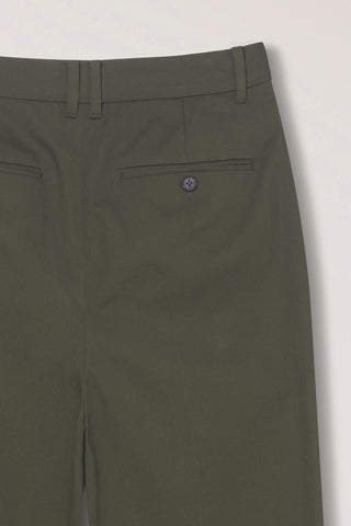 DOUBLE PLEATED WIDE CHINO SLACKS KHAKI