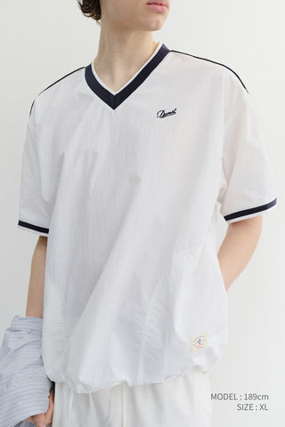 UNISEX V-NECK WOVEN TOP WHITE