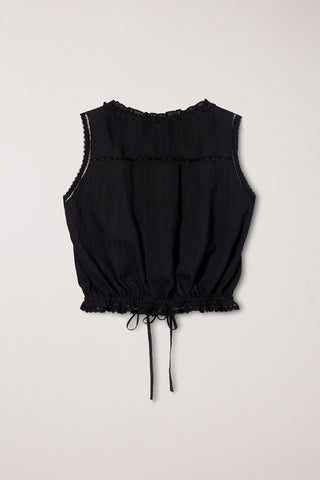 FRILL SLEEVELESS BLOUSE BLACK