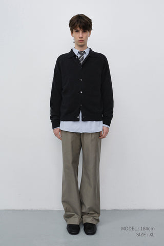 UNISEX COLLARED KNIT CARDIGAN BLACK