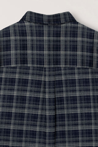 UNISEX CHECKED FLANNEL BD SHIRT NAVY GREY