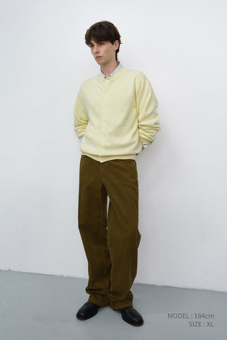 UNISEX CREWNECK KNIT CARDIGAN LEMON BUTTER