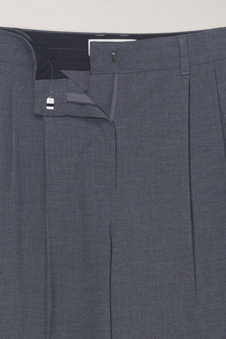 DOUBLE PLEATED SLACKS MELANGE GREY