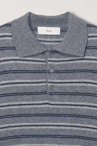 UNISEX COLLARED STRIPED SWEATER GREY