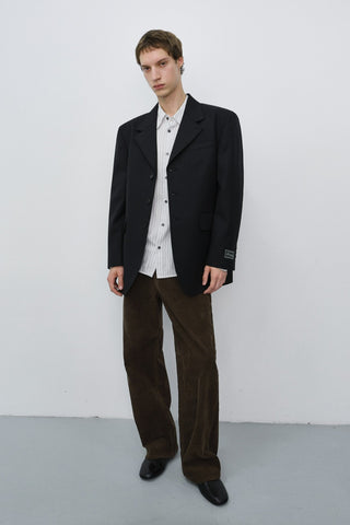 UNISEX REFINED MASCULINE WOOL BLAZER BLACK