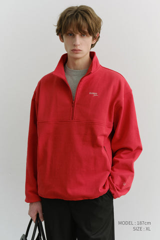UNISEX RELAXED HALF ZIP-UP SWEATSHIRT RED