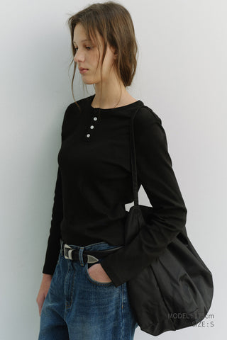 UNISEX HENLEY-NECK T-SHIRT BLACK