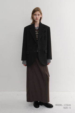 UNISEX ALPACA BLAZER COAT BLACK