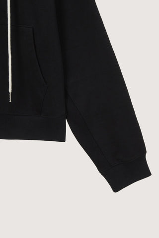 UNISEX LEATHER LOGO ZIP-UP HOODIE BLACK
