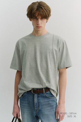 UNISEX LOGO CREASE T-SHIRT MELANGE GREY