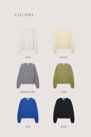 UNISEX BUTTONED CREWNECK SWEATER OLIVE
