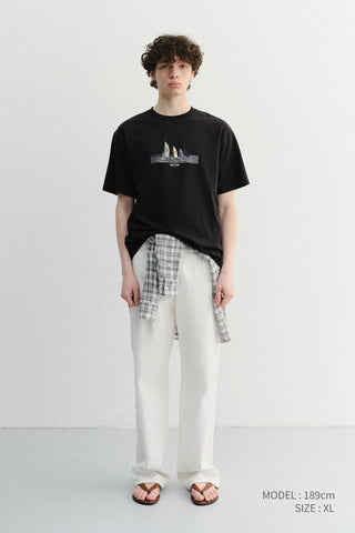 UNISEX APPLIQUE YACHT T-SHIRT BLACK