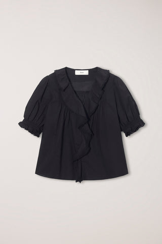 RUFFLE BLOUSE BLACK