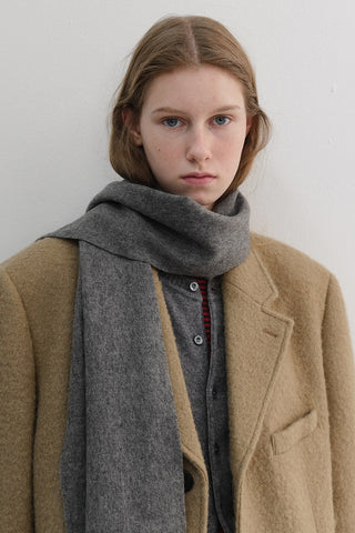 FRINGED CASHMERE MUFFLER MELANGE GREY