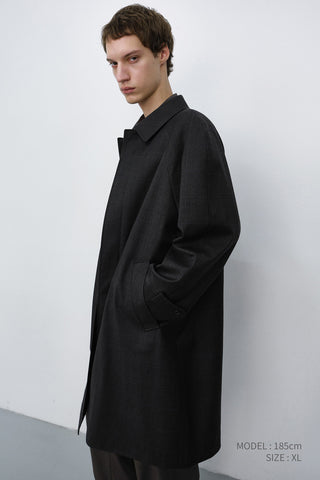 UNISEX H-LINE WOOL MAC COAT BROWN CHECK