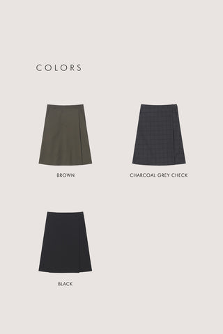 PLEATS MIDI WRAP SKIRT BLACK